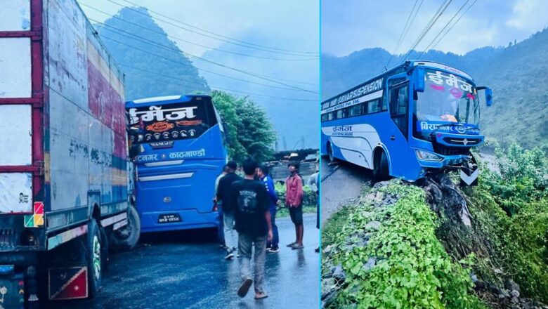 नारायणगढ–मुग्लिन सडकमा डिब्बा ट्रकले बसलाई ठक्कर