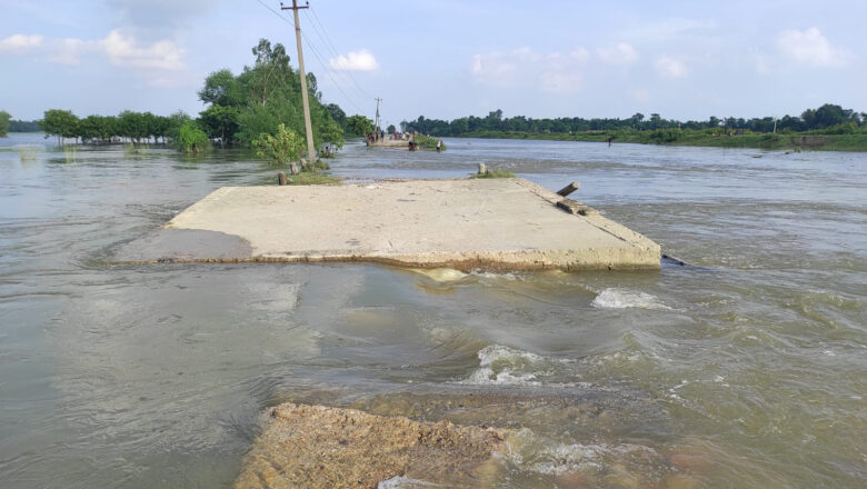 बाढीले पुल भासिँदा राजविराज भन्सारको राजस्व संकलन प्रभावित