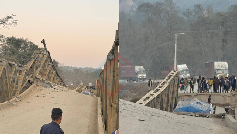 दुम्किबासमा पुल भाँचिदा पूर्व–पश्चिम राजमार्ग अवरुद्ध
